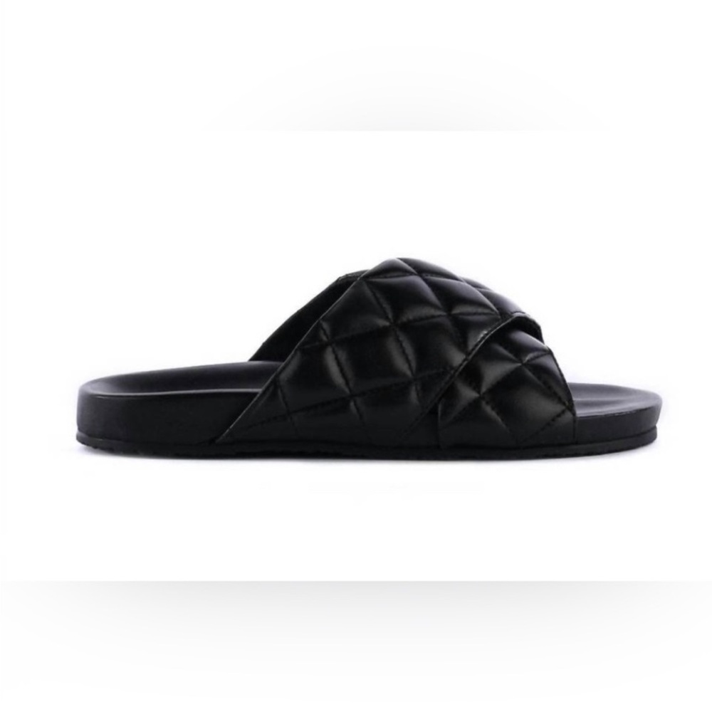 Seychelles Wide Awake Quilted Leather Slides - Black - NWT - Picture 7 of 8
